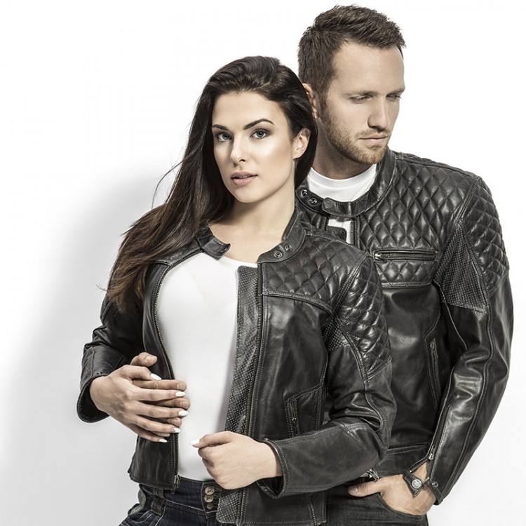 4SR Motorrad Leder Jacke Scrambler Lady Petroleum