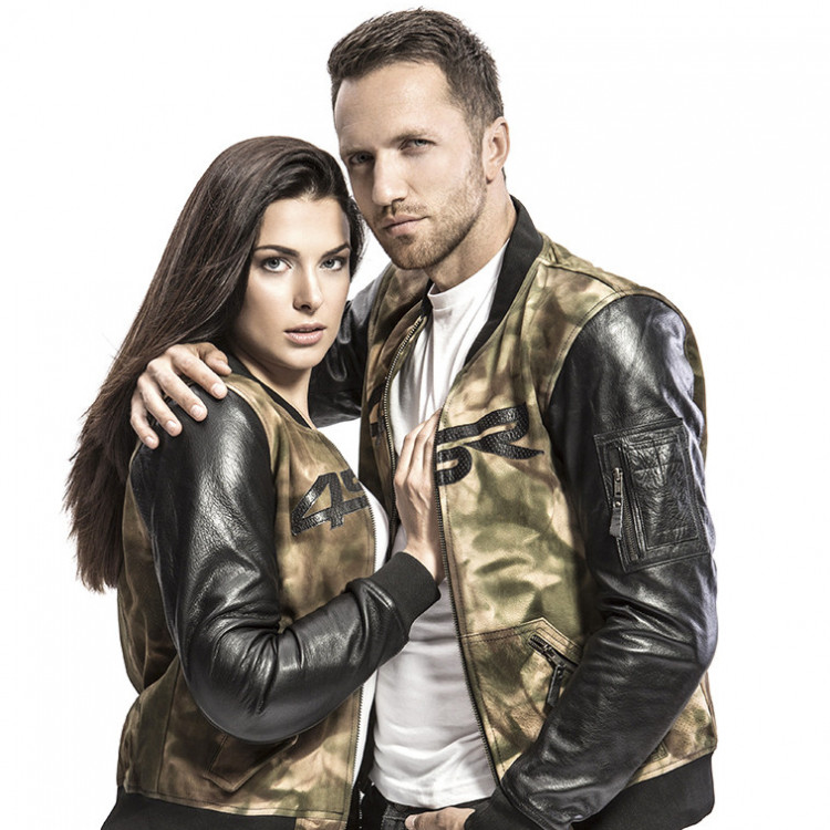 4SR Motorrad Lederjacke Bomber Camo Jacke