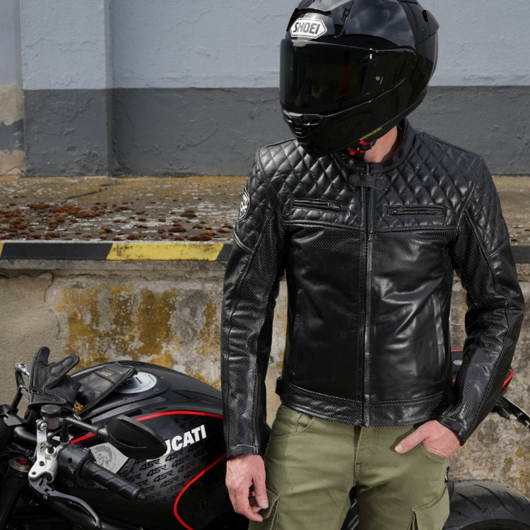 4SR Motorradjacke Scrambler Petroleum II & Motorradjeans Tourismo Green