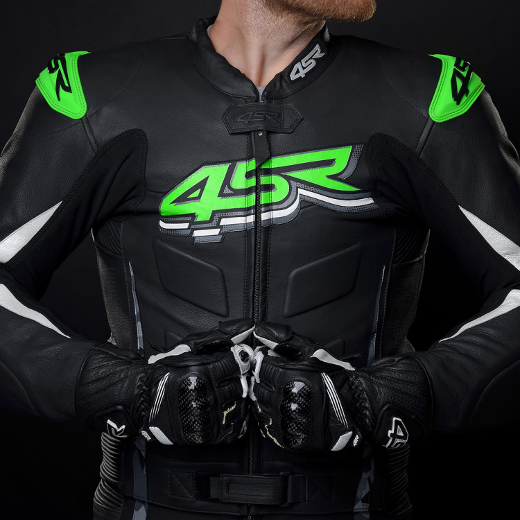 4SR Motorrad Lederkombi RR Evo III Monster Green 2 Teiler