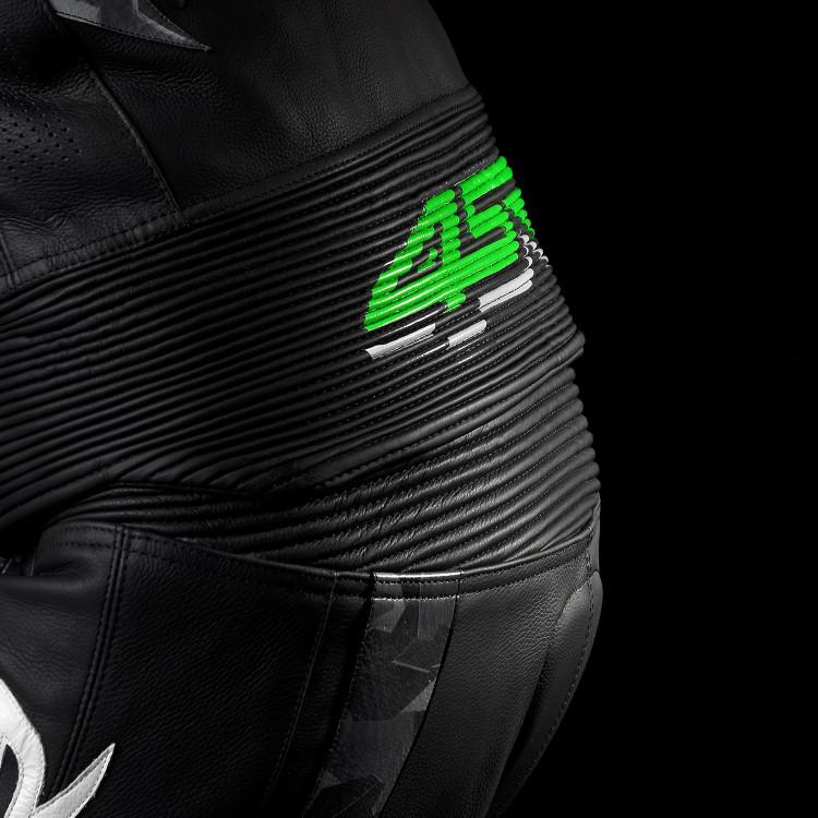 4SR Motorrad Lederkombi RR Evo III Monster Green 2 Teiler