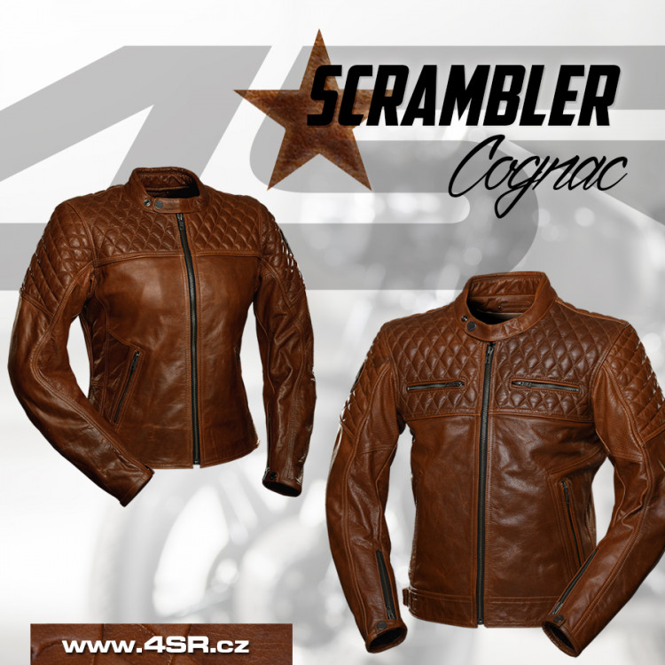 4SR Motorrad leder jacke Scrambler Lady Cognac