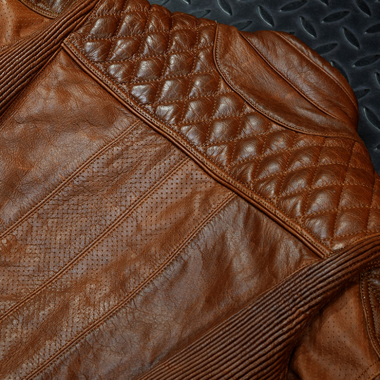 4SR Motorrad leder jacke Scrambler Lady Cognac