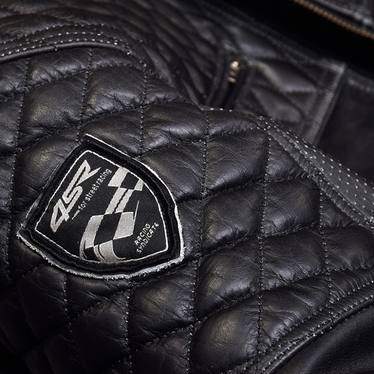 4SR Motorrad Leder Jacke Scrambler Petroleum