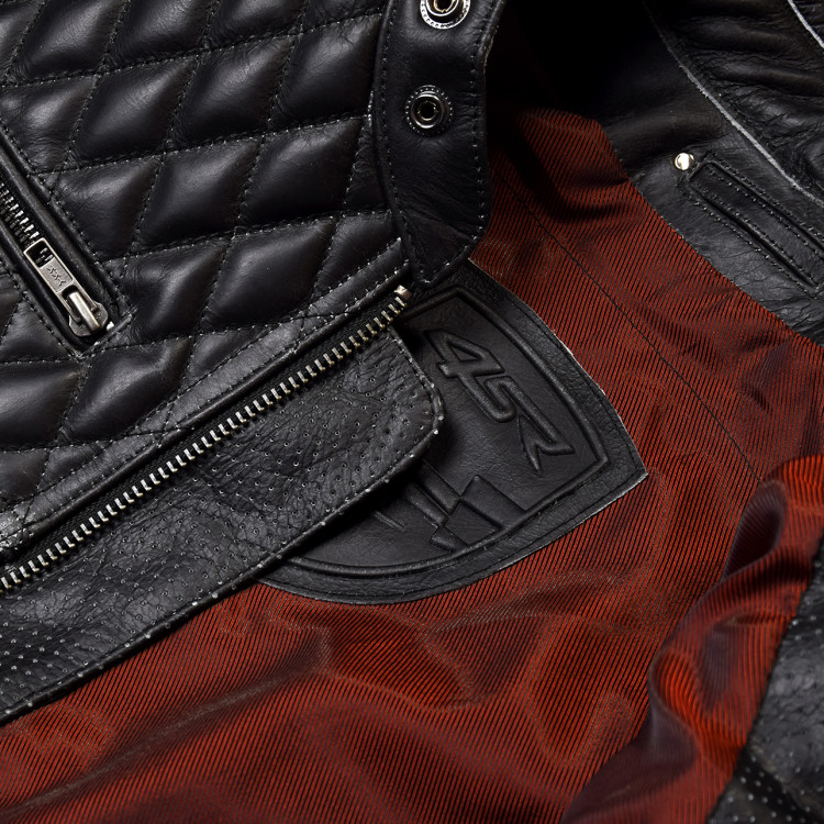 4SR Motorrad Leder Jacke Scrambler Petroleum