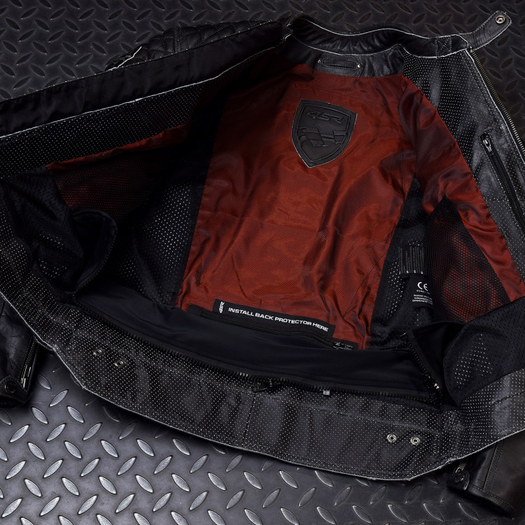 4SR Motorrad Leder Jacke Scrambler Petroleum