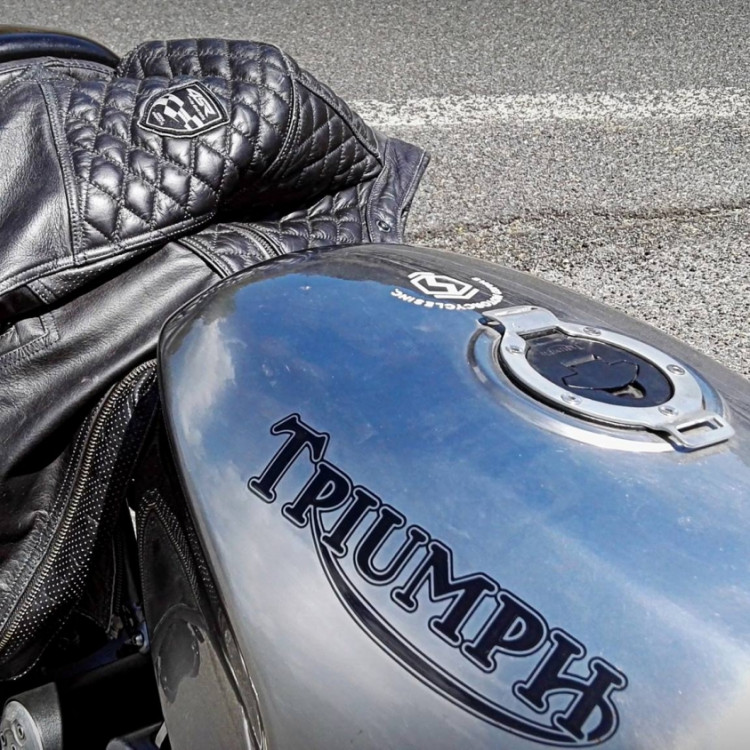 4SR Motorrad Leder Jacke Scrambler Petroleum