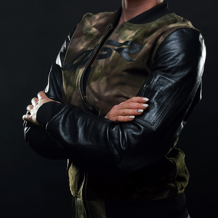 4SR Motorrad Lederjacke Bomber Camo Jacke