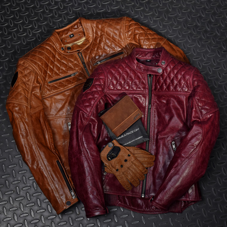 4SR Motorrad Leder Jacke Scrambler Lady Wine