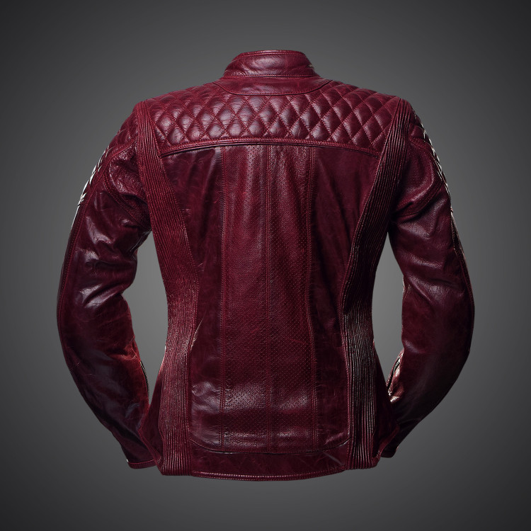 4SR Motorrad Leder Jacke Scrambler Lady Wine