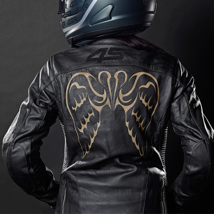 4SR Motorrad Lederjacke Angel Wings
