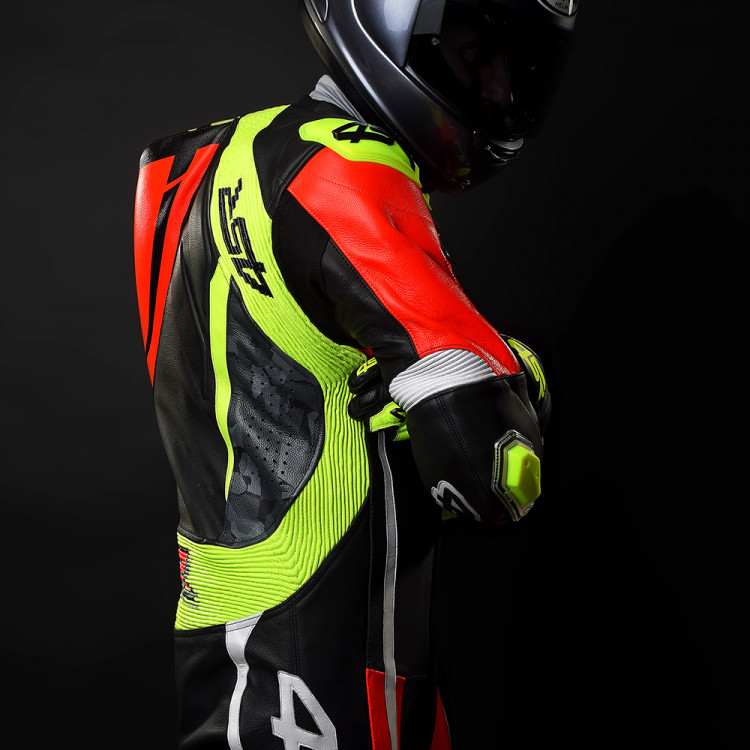 4SR Racing Neon AR Airbag Ready Motorrad Lederkombi 5