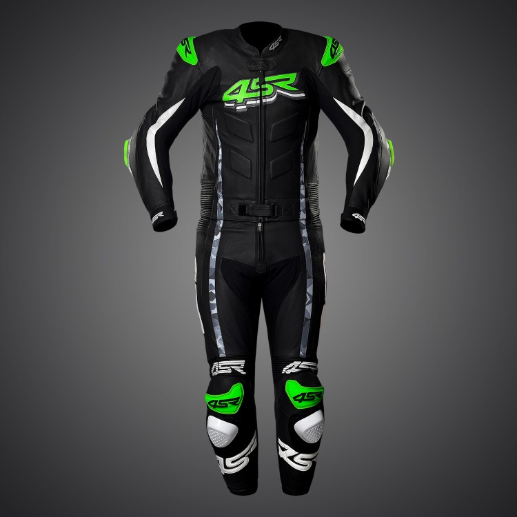 4SR Motorrad Lederkombi RR Evo III Monster Green 2 Teiler