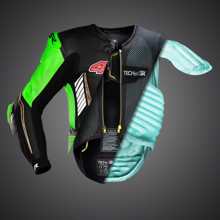 4SR RR Evo III Monster Green AR Airbag Ready Motorrad Lederkombi 2-Teiler 9