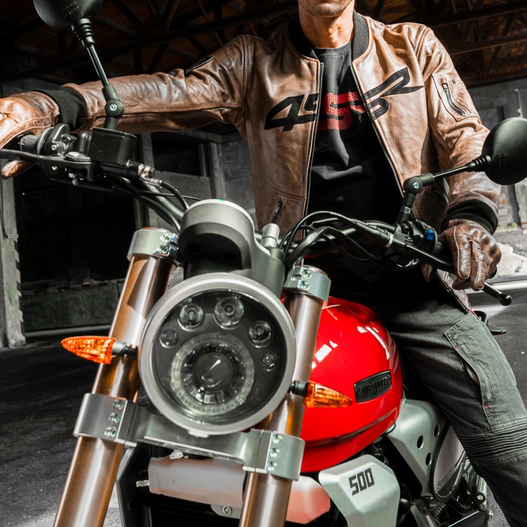 4SR Lederjacke Bomber Jacket Brown Patina