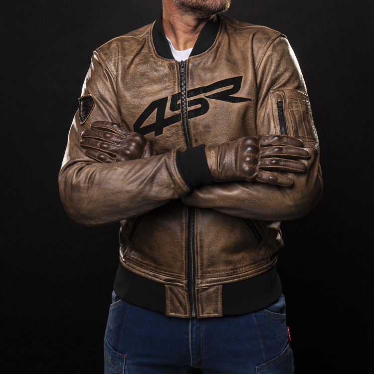 4SR Lederjacke Bomber Jacket Brown Patina