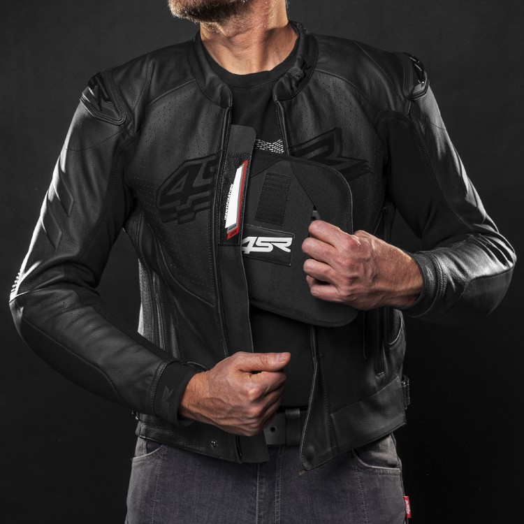 4SR Leder-Motorrad-Sportjacke Club Sport Black Series AR 8