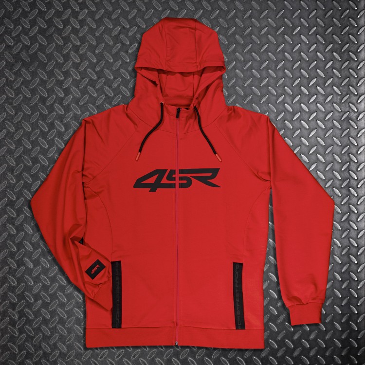 4SR Kapuzenpullover Hoodie Logo Zip Red 3