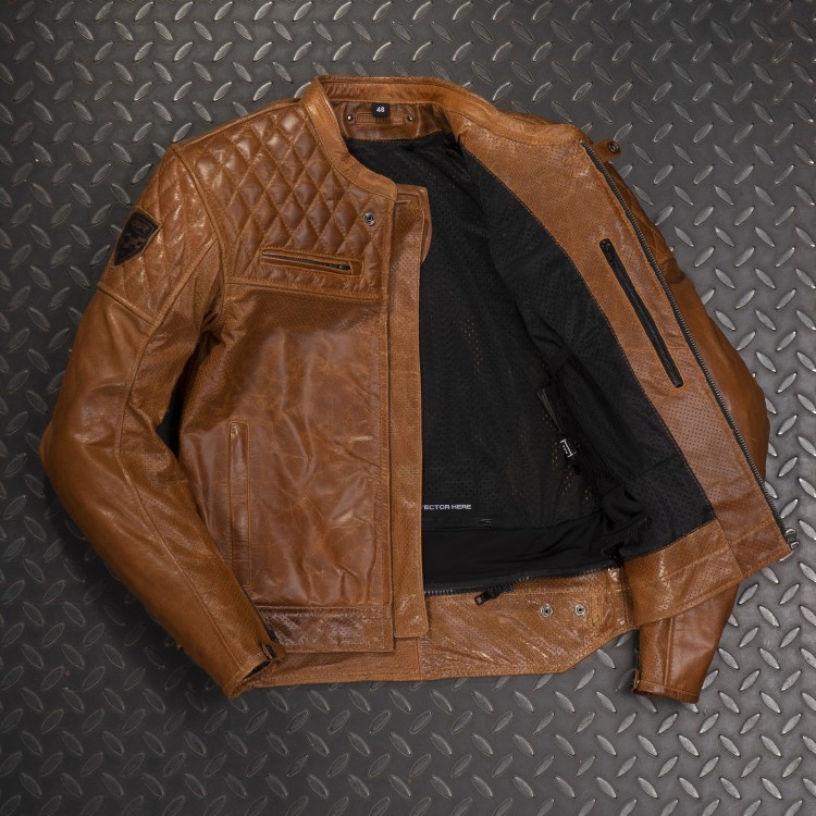 Luxuriöse Leder-Motorradjacke 4SR Scrambler Cognac II 4