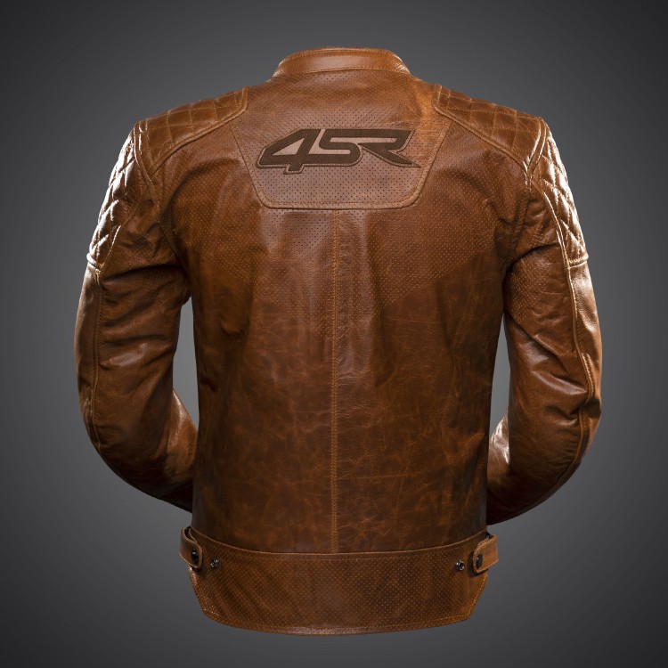 Luxuriöse Leder-Motorradjacke 4SR Scrambler Cognac II 2