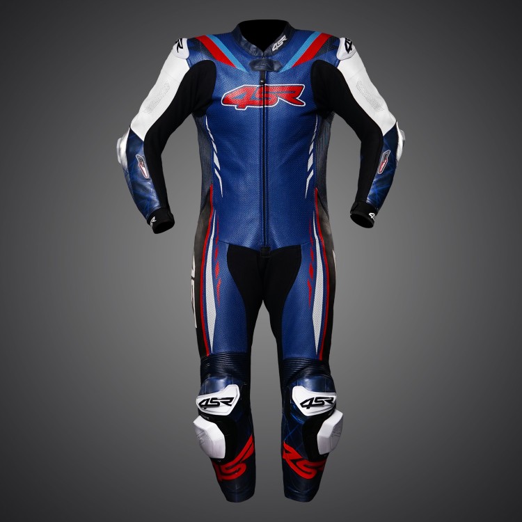 4SR Motorrad Lederkombi Racing Blue AR Airbag Ready