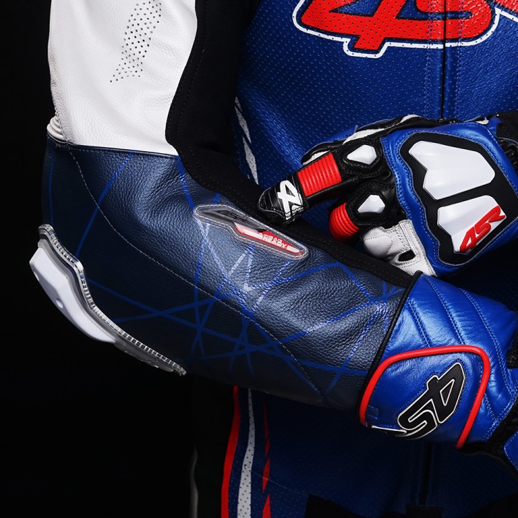 4SR Motorrad Lederkombi Racing Blue AR Airbag Ready