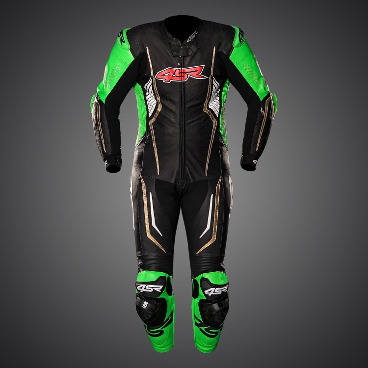 4SR Racing Monster Green AR Airbag Ready Motorrad Lederkombi 2