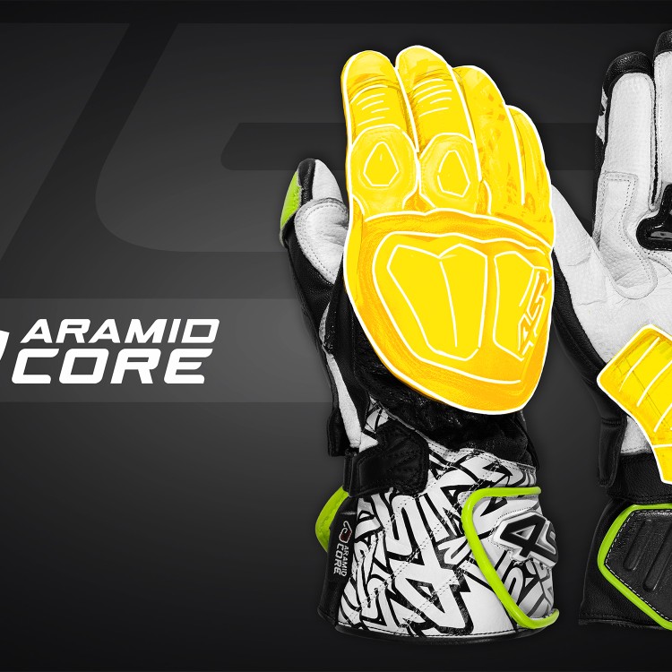 4SR Sport-Motorradhandschuhe RR Aramid Core White