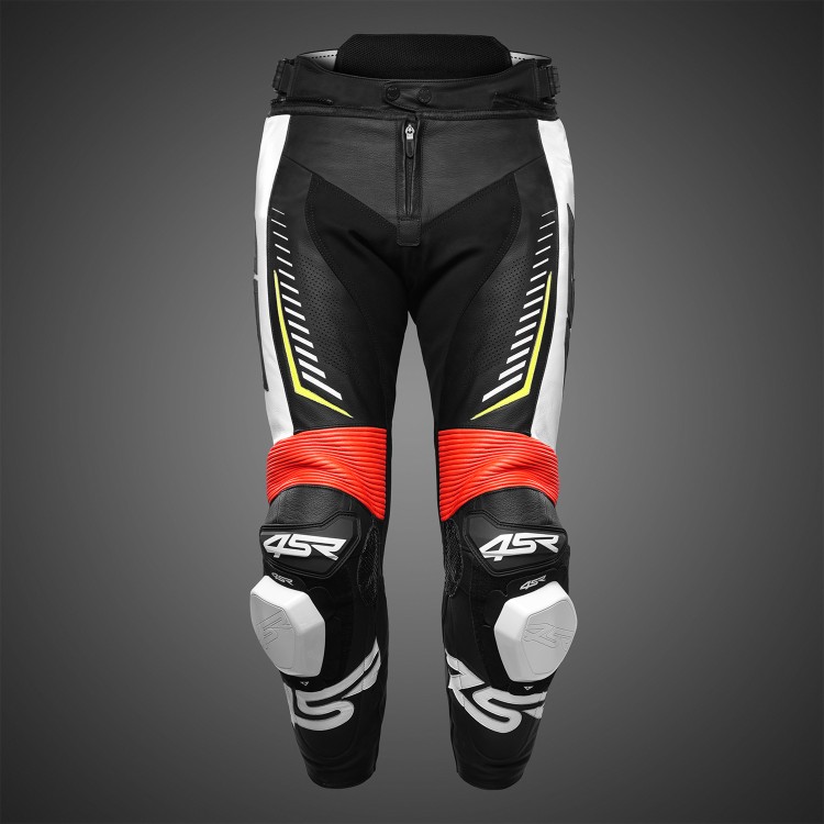 4SR Leder-Motorradhose mit Slidern TR3 Evo Neon