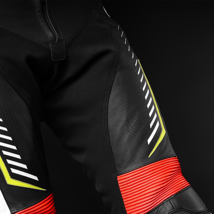 4SR Leder-Motorradhose mit Slidern TR3 Evo Neon