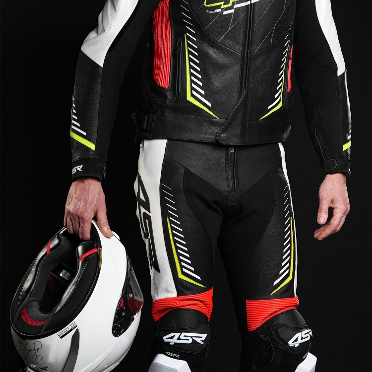 4SR Leder-Motorradhose mit Slidern TR3 Evo Neon