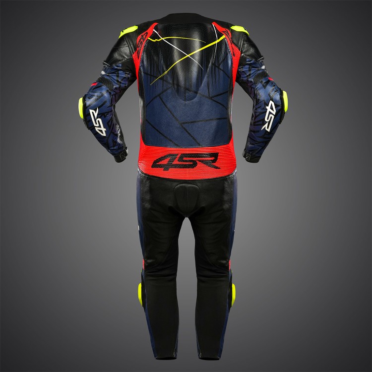 4SR einteilige Kängurulederkombi Racing Ultra Matrix Blue AR