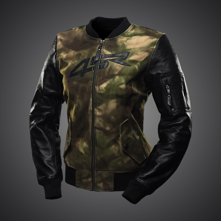 4SR Motorrad Lederjacke Bomber Camo Jacke