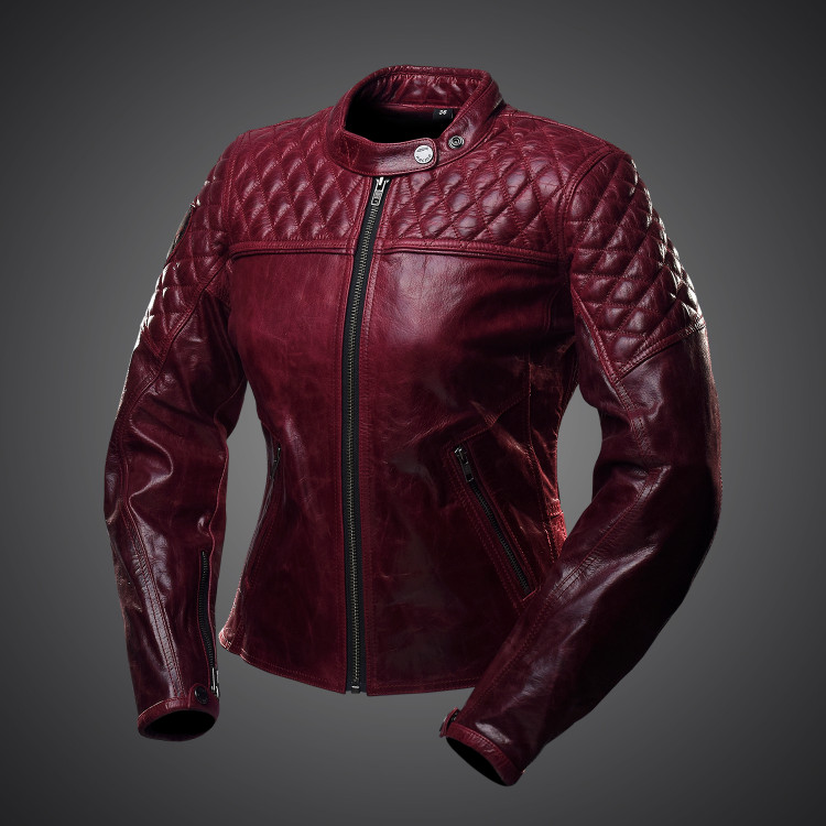 4SR Motorrad Leder Jacke Scrambler Lady Wine