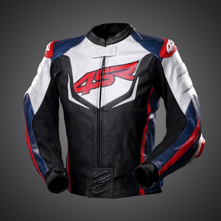 4SR Sportliche Motorradlederjacke TT Replica Tricolor 020