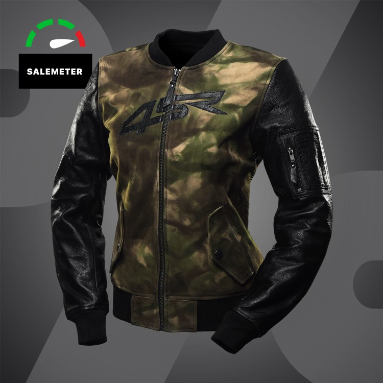 4SR Motorrad Lederjacke Bomber Camo Jacke