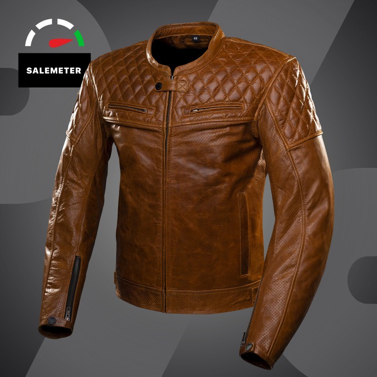 4SR Scrambler Cognac II Leder-Motorradjacke