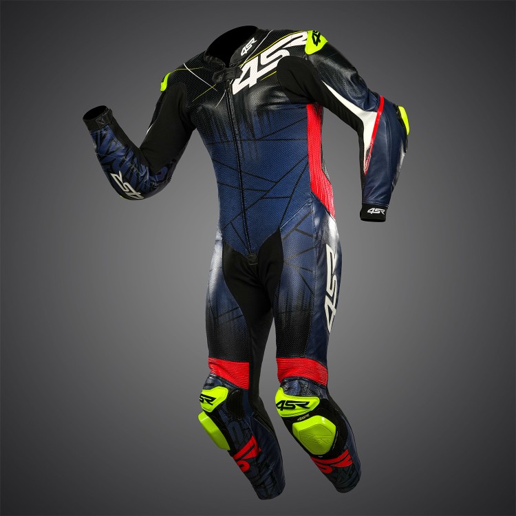 4SR einteilige Kängurulederkombi Racing Ultra Matrix Blue AR